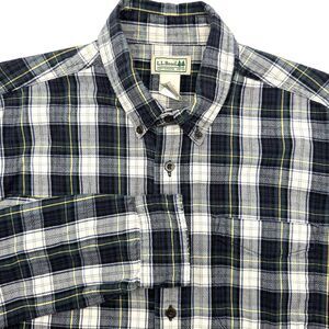 L.L. Bean Men's Scotch Plaid Flannel Long Sleeve Button Down Large Tall *READ*